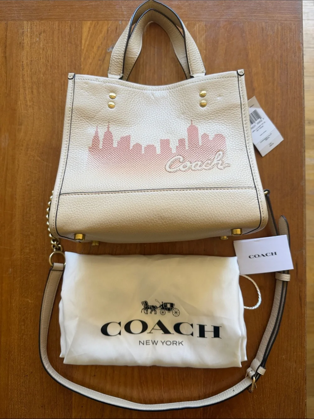 Coach X JLO Dempsey Tote 22 NYC Skyline leather